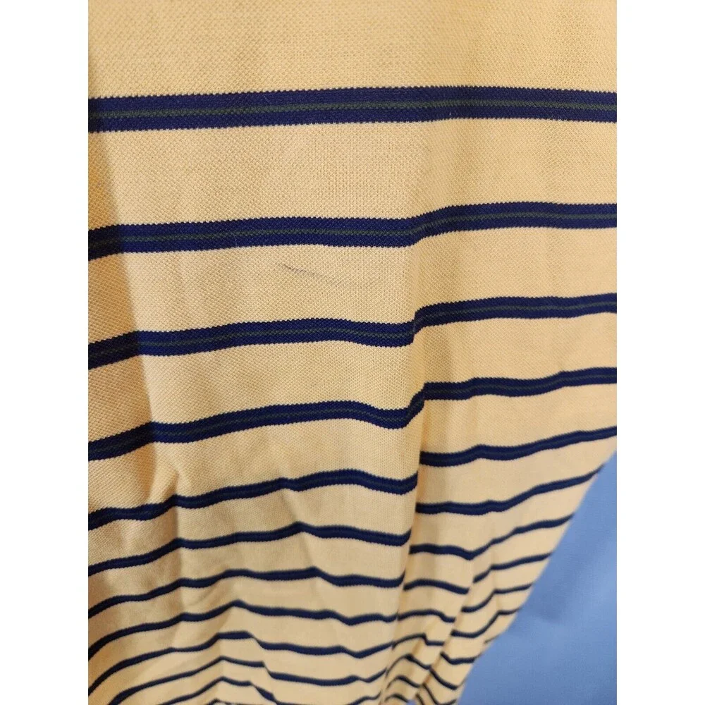 Polo Golf Ralph Lauren Pima Cotton Yellow Striped Short Sleeve Men Polo Shirt XL